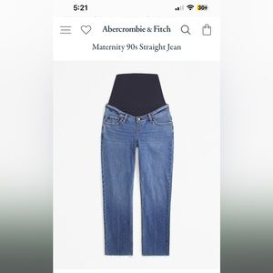 Abercrombie & Fitch Maternity Jeans in 90s Straight Style with Raw Hem